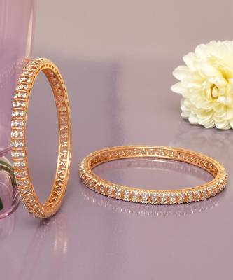 Graceful twirl gold plated diamond bangles 2