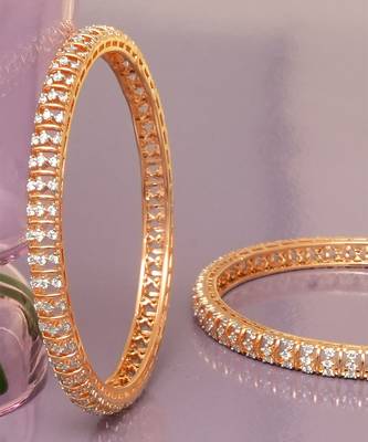 Graceful twirl gold plated diamond bangles 3