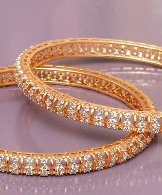 Graceful twirl gold plated diamond bangles 4