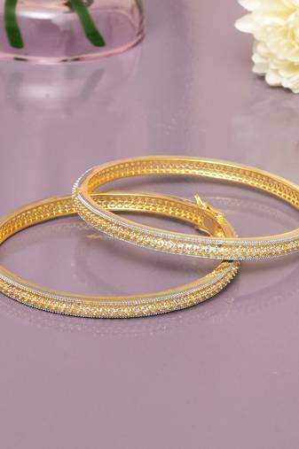 Regal row solitaire gold plated bangles