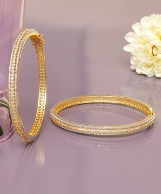 Regal row solitaire gold plated bangles 2