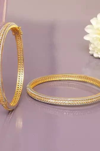 Regal row solitaire gold plated bangles