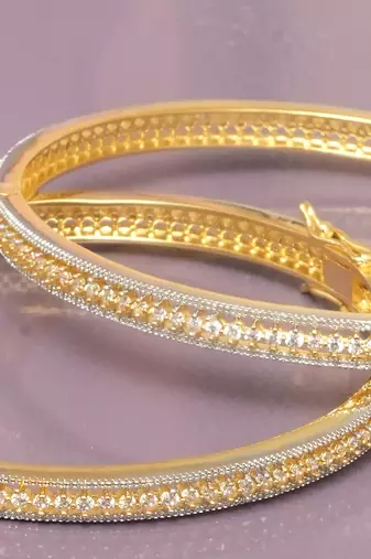 Regal row solitaire gold plated bangles