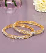 Swirling  solitaire gold plated diamond bangles