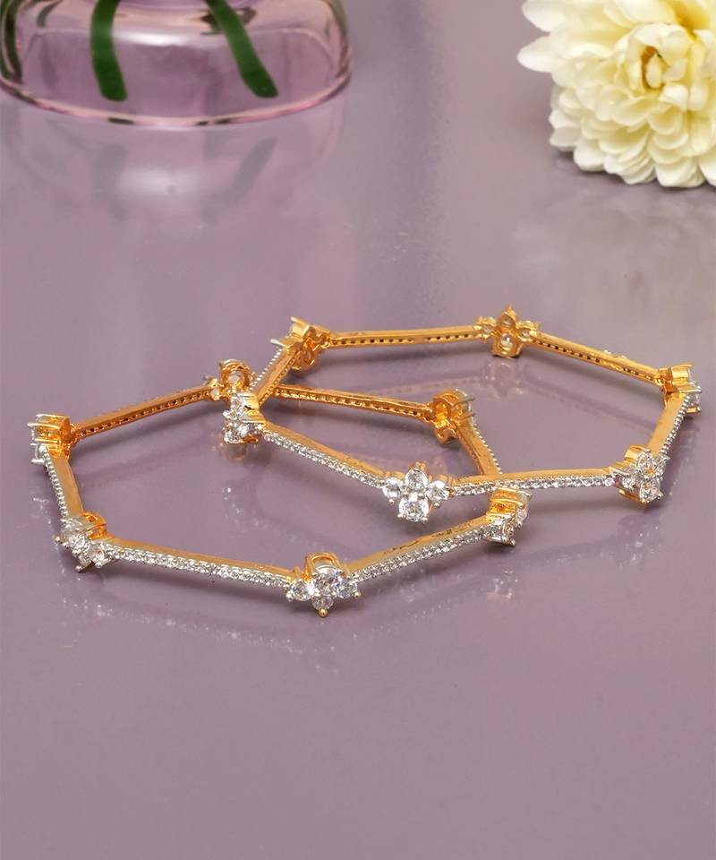 Sparkling whispers gold plated diamond bangles