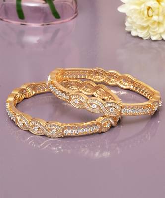 Radiant loop gold plated diamond bangles 1