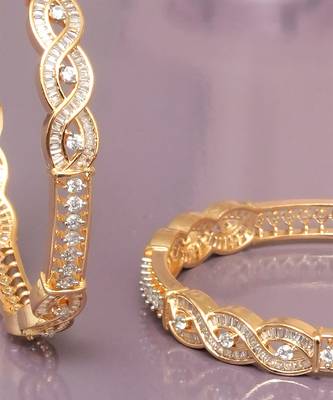 Radiant loop gold plated diamond bangles 2