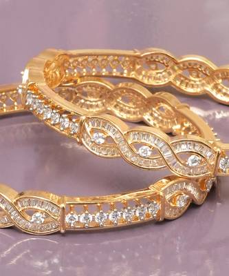Radiant loop gold plated diamond bangles 4
