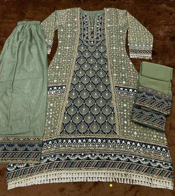 Pista crepe readymade suit with embroidery & aari work 4