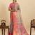 pink embroidery with zari work silk blend saree with blouse