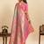 pink embroidery with zari work silk blend saree with blouse