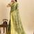 green embroidery with zari work silk blend saree with blouse