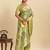 green embroidery with zari work silk blend saree with blouse