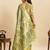 green embroidery with zari work silk blend saree with blouse