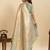 sky blue embroidery with zari work silk blend saree with blouse