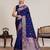 Navy blue zari work jacquard saree with blouse