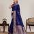 Navy blue zari work jacquard saree with blouse