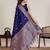 Navy blue zari work jacquard saree with blouse