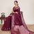 Maroon zari work jacquard saree with blouse