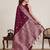Maroon zari work jacquard saree with blouse