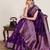 Purple zari work jacquard saree with blouse