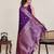 Purple zari work jacquard saree with blouse