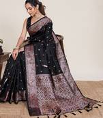 Black zari work jacquard saree with blouse
