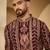 Burgundy georgette embroidered kurta with trouser set | mandarin collar ethnic wear for men