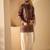 Burgundy georgette embroidered kurta with trouser set | mandarin collar ethnic wear for men