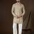 Beige georgette embroidered kurta with trouser set | v-neck ethnic wear for men