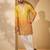 Yellow georgette embroidered kurta with trouser set | v-neck ethnic wear for men