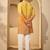 Yellow georgette embroidered kurta with trouser set | v-neck ethnic wear for men