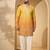 Yellow georgette embroidered kurta with trouser set | v-neck ethnic wear for men