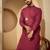Fuchsia jacquard embroidered kurta with trouser set | mandarin collar ethnic wear for men