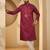 Fuchsia jacquard embroidered kurta with trouser set | mandarin collar ethnic wear for men