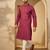 Fuchsia jacquard embroidered kurta with trouser set | mandarin collar ethnic wear for men