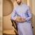 Blue jacquard woven design kurta with trouser set | mandarin collar ethnic wear for men