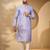 Blue jacquard woven design kurta with trouser set | mandarin collar ethnic wear for men