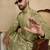 Green silk blend embroidered kurta with trouser set | mandarin collar ethnic wear for men