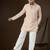 Peach georgette embroidered kurta with trouser set | v-neck ethnic wear for men