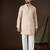 Peach georgette embroidered kurta with trouser set | v-neck ethnic wear for men