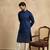 Blue silk blend embroidered kurta with trouser set | mandarin collar ethnic wear for men