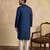 Blue silk blend embroidered kurta with trouser set | mandarin collar ethnic wear for men