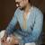 Blue georgette embroidered kurta with trouser set | mandarin collar ethnic wear for men