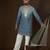 Blue georgette embroidered kurta with trouser set | mandarin collar ethnic wear for men