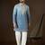 Blue georgette embroidered kurta with trouser set | mandarin collar ethnic wear for men