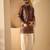 Burgundy georgette embroidered kurta for men | mandarin collar festive ethnic wear