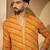 Yellow viscose rayon printed kurta for men | v-neck festive ethnic wear