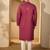 Fuchsia jacquard embroidered kurta for men | mandarin collar festive ethnic wear