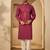 Fuchsia jacquard embroidered kurta for men | mandarin collar festive ethnic wear
